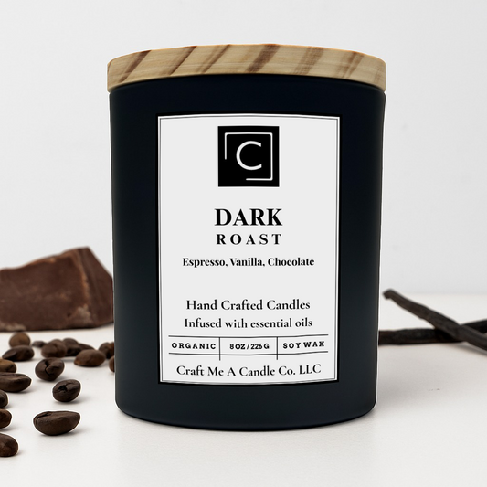 Dark Roast Scented Candle – Espresso, Vanilla, Chocolate | Natural Soy Wax Candles | Round Jar Candles