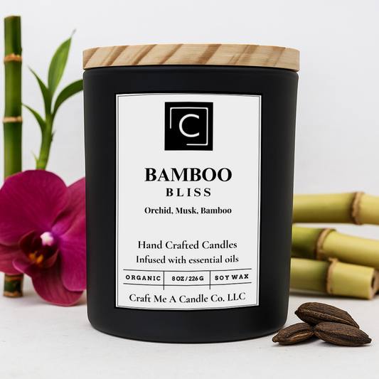 Bamboo Bliss Scented Candle – Orchid, Musk, Bamboo | Natural Soy Wax Candles | Round Jar Candles