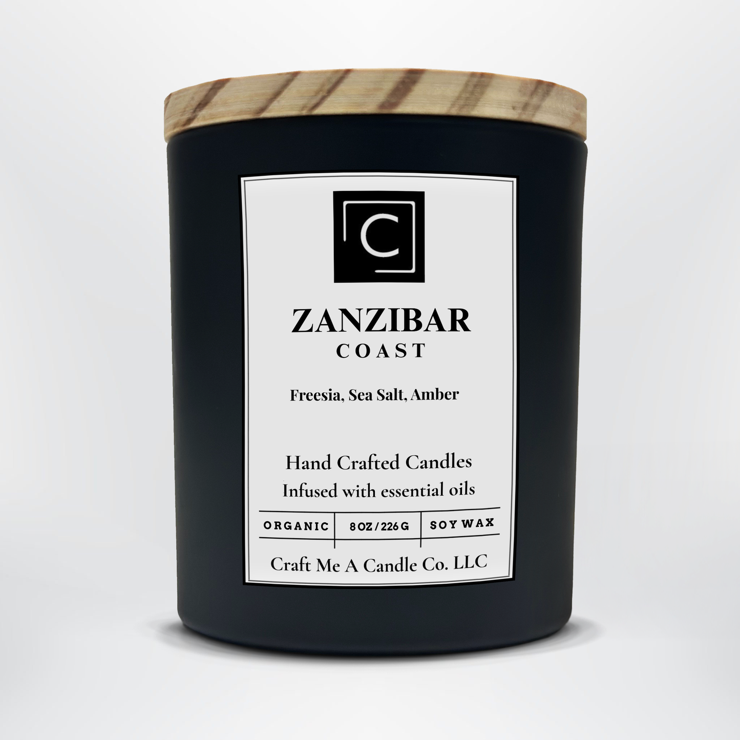 Zanzibar Coast Scented Candle – Freesia, Sea Salt, Amber | Natural Soy Wax Candles | Round Jar Candles