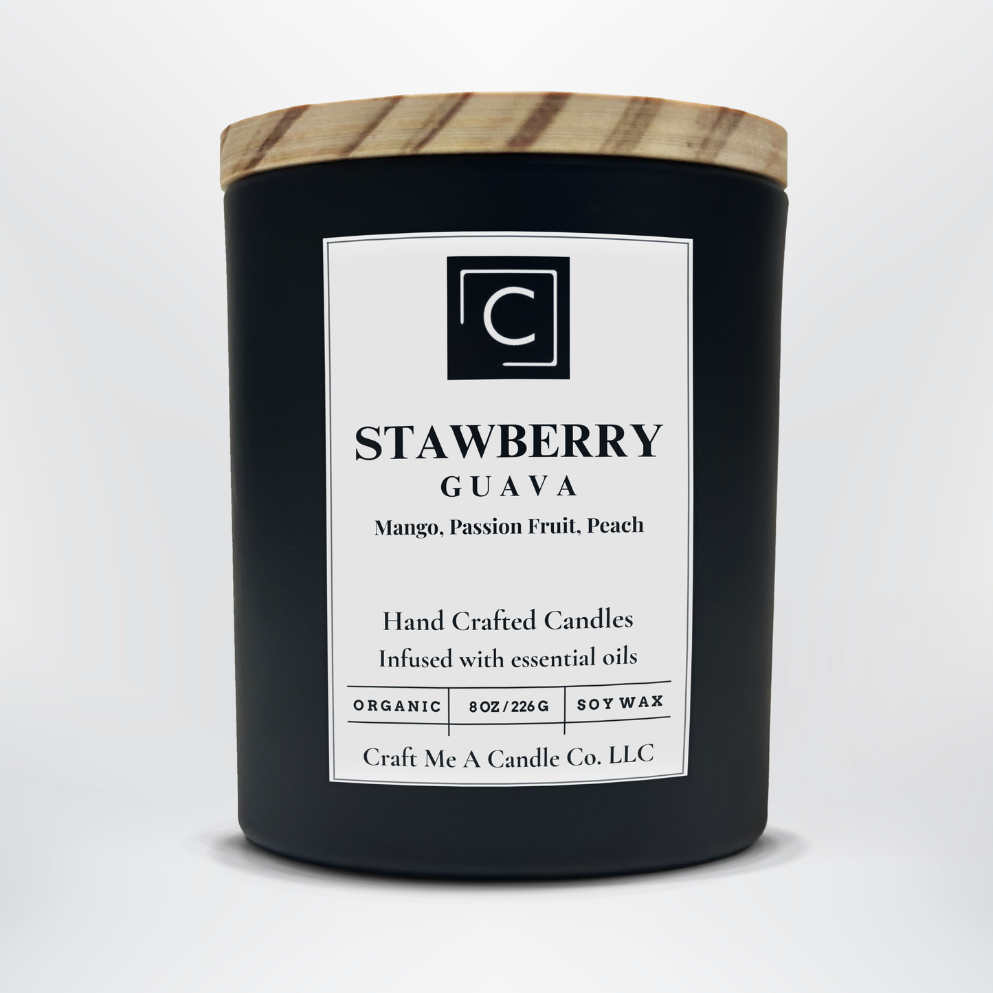 Strawberry Guava Scented Candle – Mango, Passion Fruit, Peach | Natural Soy Wax Candles | Round Jar Candles