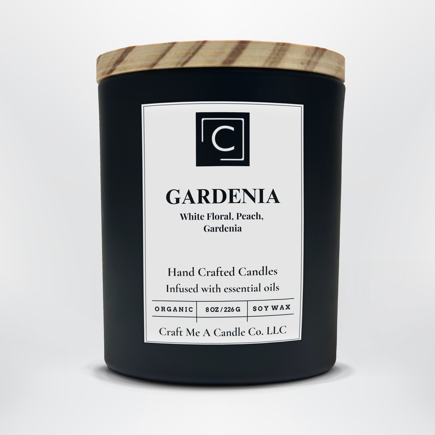 Gardenia Scented Candle – White Floral, Peach, Gardenia | Natural Soy Wax Candles | Round Jar Candles