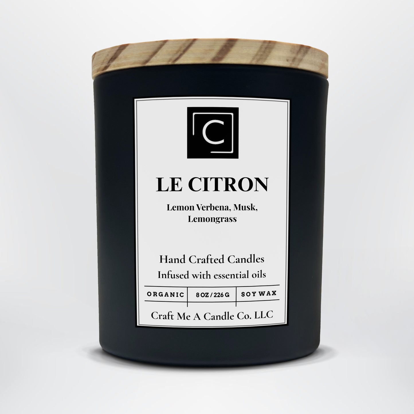 Le Citron Scented Candle – Lemon Verbena, Musk, Lemongrass | Natural Soy Wax Candles | Round Jar Candles