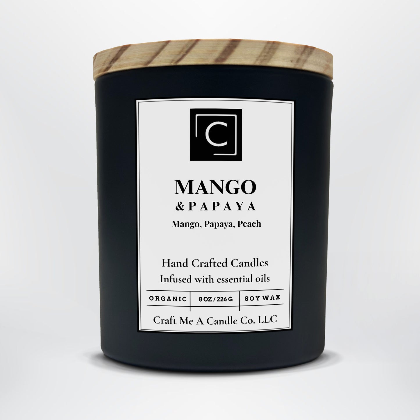 Mango & Papaya Scented Candle – Mango, Papaya, Peach | Natural Soy Wax Candles | Round Jar Candles
