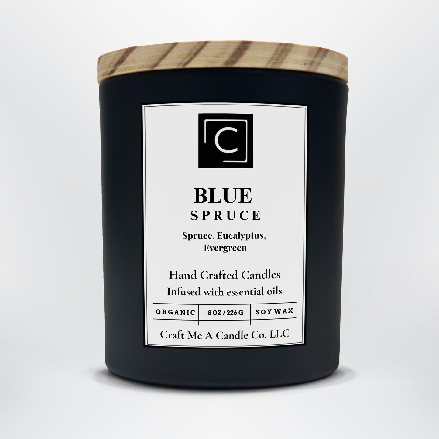 Blue Spruce Scented Candle – Spruce, Eucalyptus, Evergreen | Natural Soy Wax Candles | Round Jar Candles
