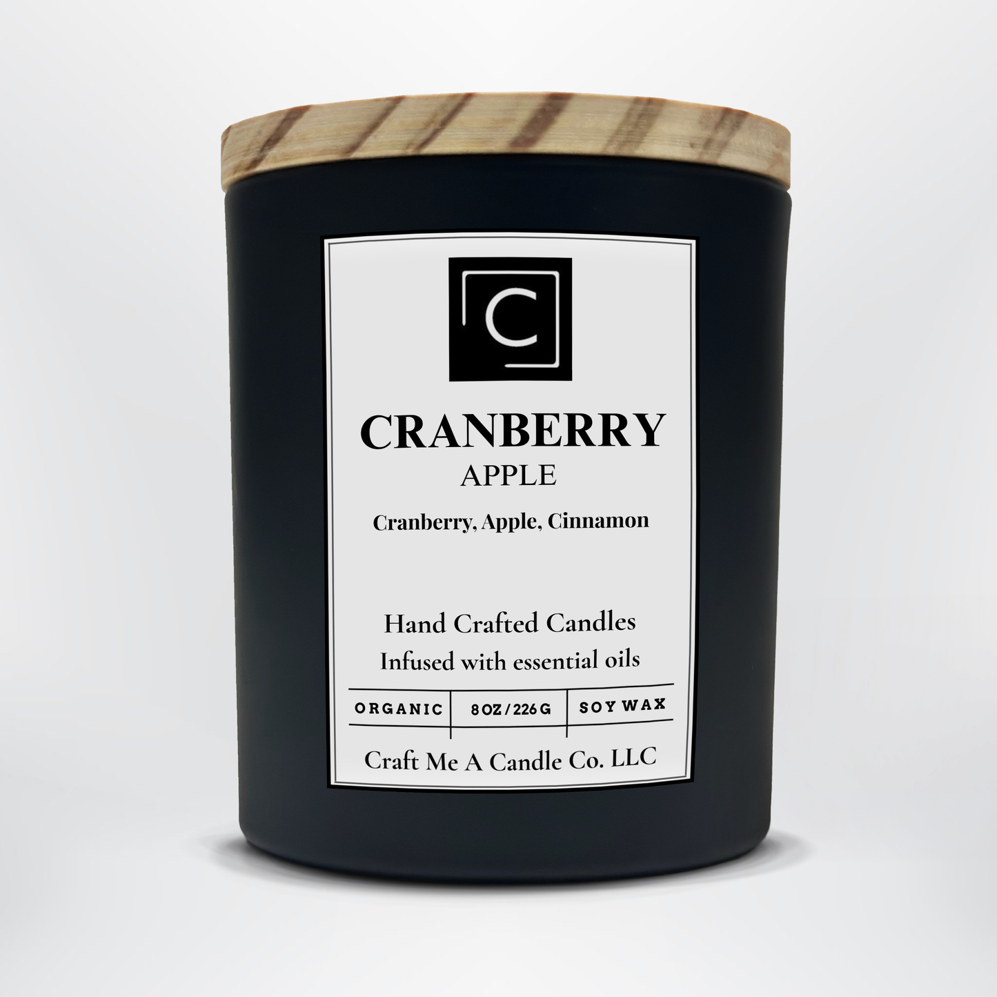 Cranberry Apple Candle – Sweet Tart Cranberry, Crisp Apple & Warm Cinnamon – Hand Poured Soy Coconut Blend – 8oz & 14oz