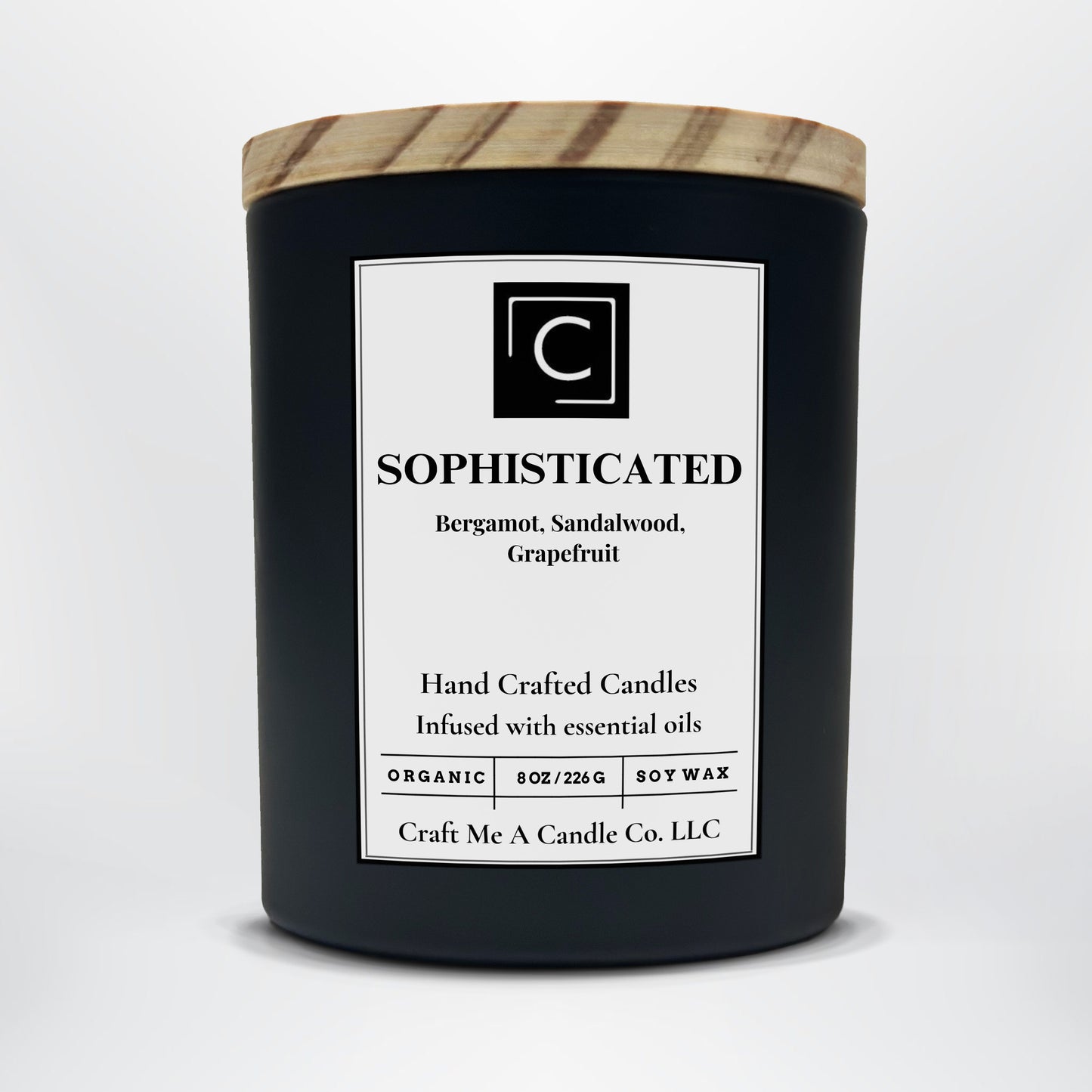 Sophisticated Scented Candle – Bergamot, Sandalwood, Grapefruit | Natural Soy Wax Candles | Round Jar Candles