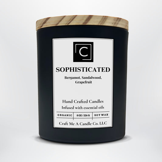 Sophisticated Scented Candle – Bergamot, Sandalwood, Grapefruit | Natural Soy Wax Candles | Round Jar Candles
