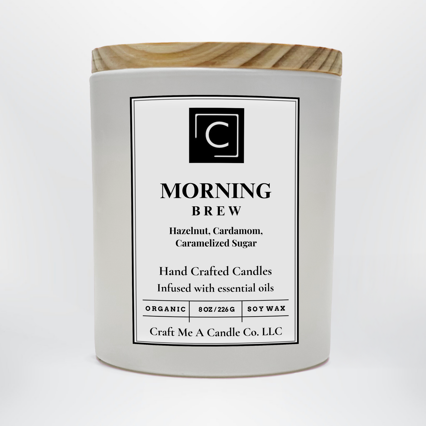 Morning Brew Scented Candle – Hazelnut, Cardamom, Caramelized Sugar | Natural Soy Wax Candles | Round Jar Candles