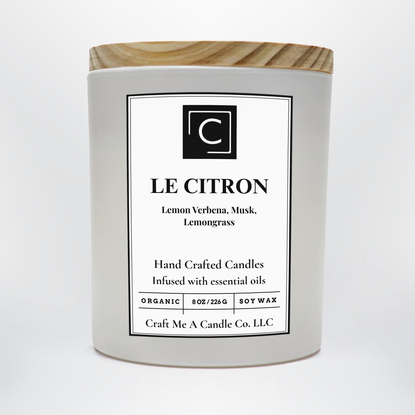 Le Citron Scented Candle – Lemon Verbena, Musk, Lemongrass | Natural Soy Wax Candles | Round Jar Candles