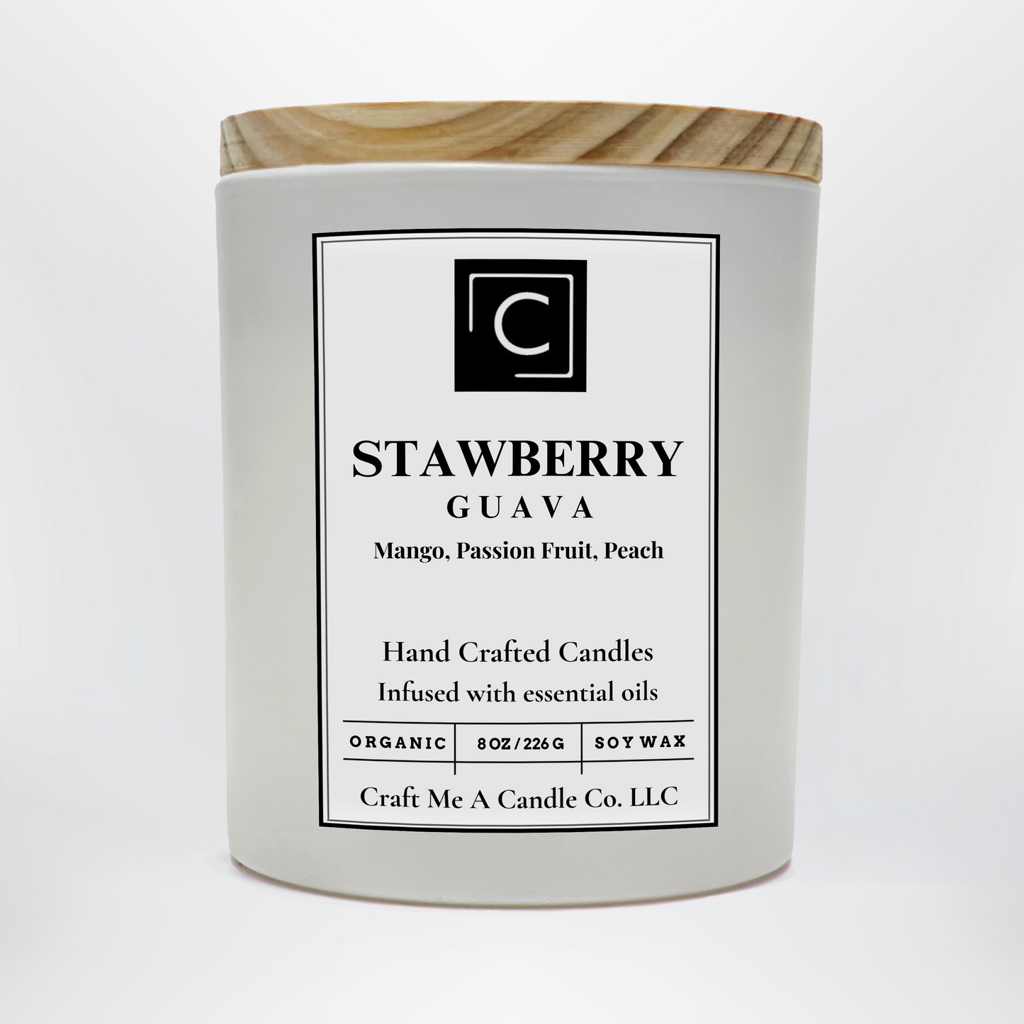 Strawberry Guava Scented Candle – Mango, Passion Fruit, Peach | Natural Soy Wax Candles | Round Jar Candles