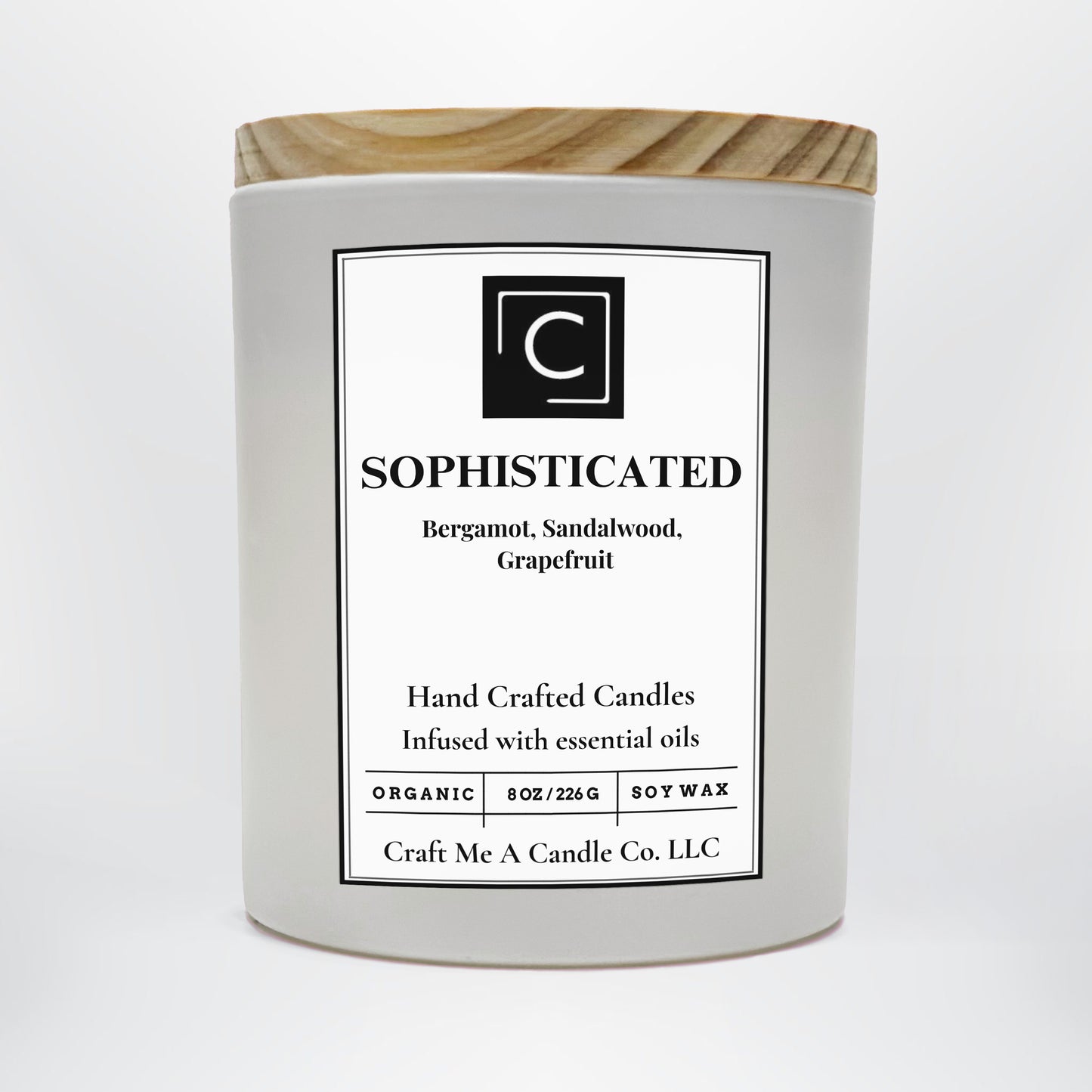 Sophisticated Scented Candle – Bergamot, Sandalwood, Grapefruit | Natural Soy Wax Candles | Round Jar Candles
