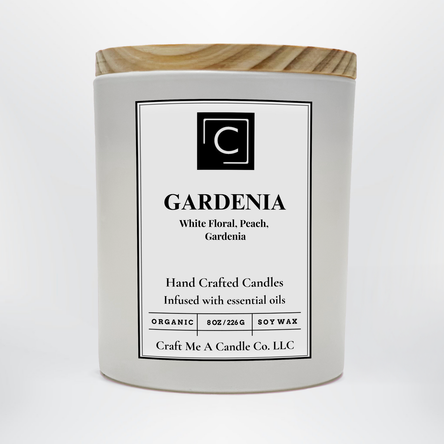 Gardenia Scented Candle – White Floral, Peach, Gardenia | Natural Soy Wax Candles | Round Jar Candles