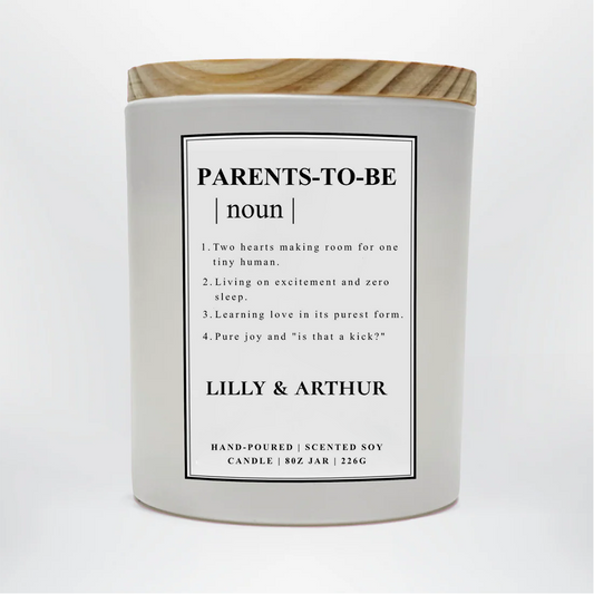 Personalized Parents To Be Candle | Expecting Parents Gift | New Mom and Dad Candle | Baby Shower Soy Candle 8oz