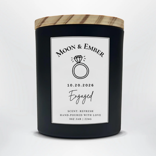 Personalized Engagement Candle | Custom Names And Date Soy Candle | Engagement Gift For Couple | 8oz Keepsake Candle