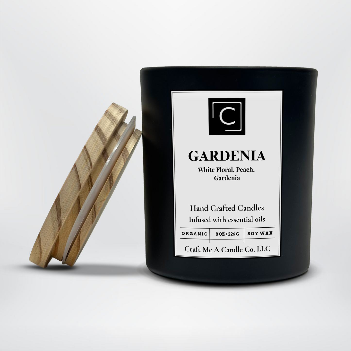 Gardenia Scented Candle – White Floral, Peach, Gardenia | Natural Soy Wax Candles | Round Jar Candles