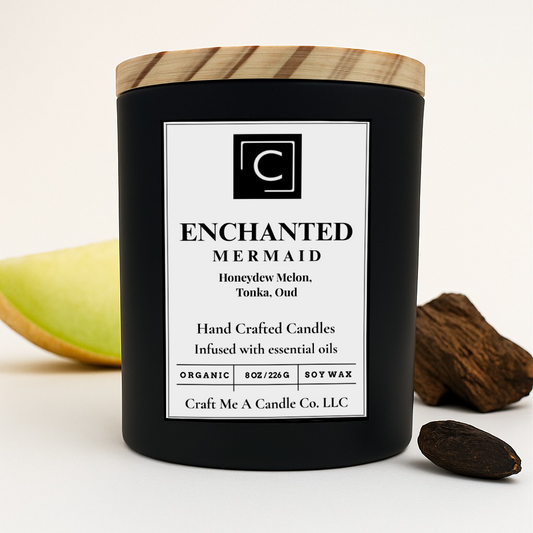 Enchanted Mermaid Scented Candle – Honeydew Melon, Tonka, Oud | Natural Soy Wax Candles | Round Jar Candles