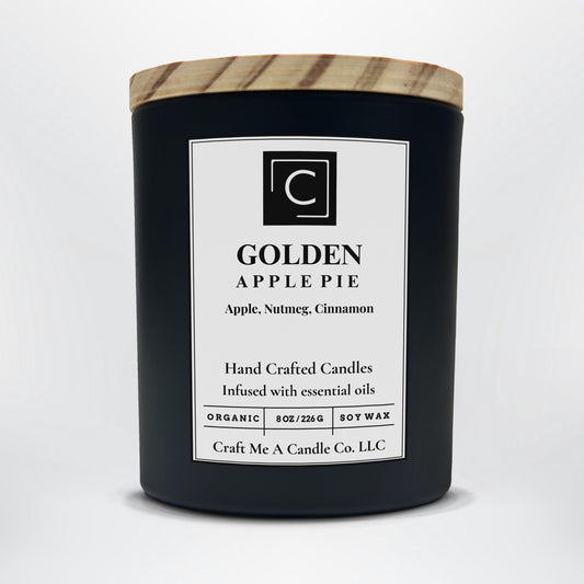 Golden Apple Pie Soy Candle | Apple, Nutmeg & Cinnamon | Handcrafted Soy Wax Candle | 8oz Round Jar Scented Candle