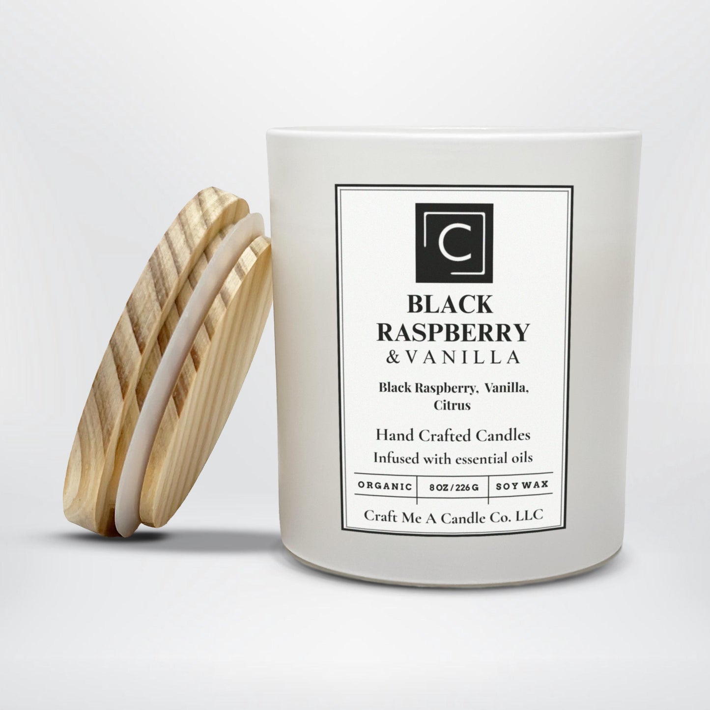 Black Raspberry Vanilla Soy Candle | Black Raspberry, Vanilla, Citrus | Natural Soy Wax Candles | Round Jar Candles | Essential Oil Scented
