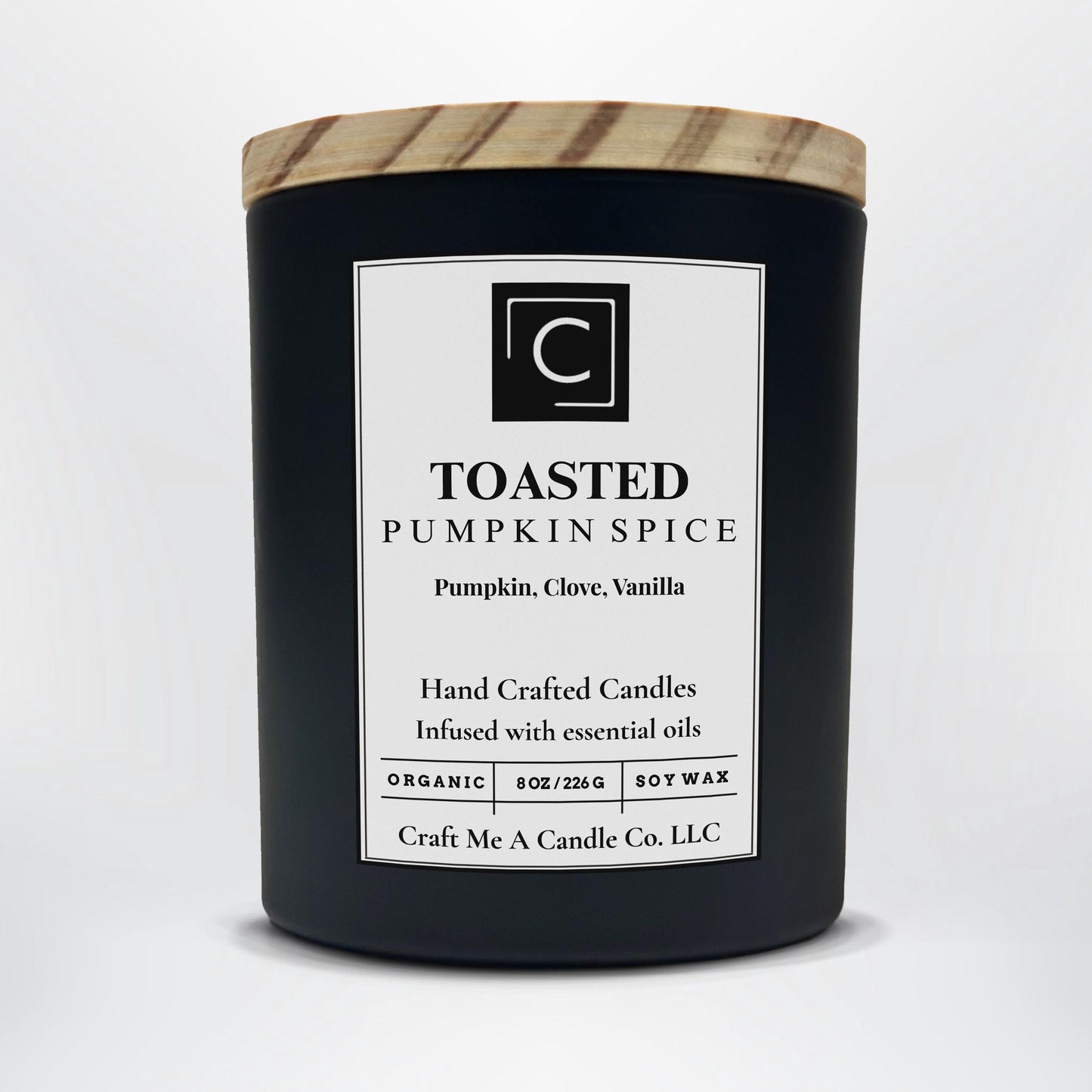 Toasted Pumpkin Spice Candle | Pumpkin, Clove, Vanilla | Natural Soy Wax Candle | Fall Gift Idea | 8oz Rustic Jar Candle | Relaxing Candle