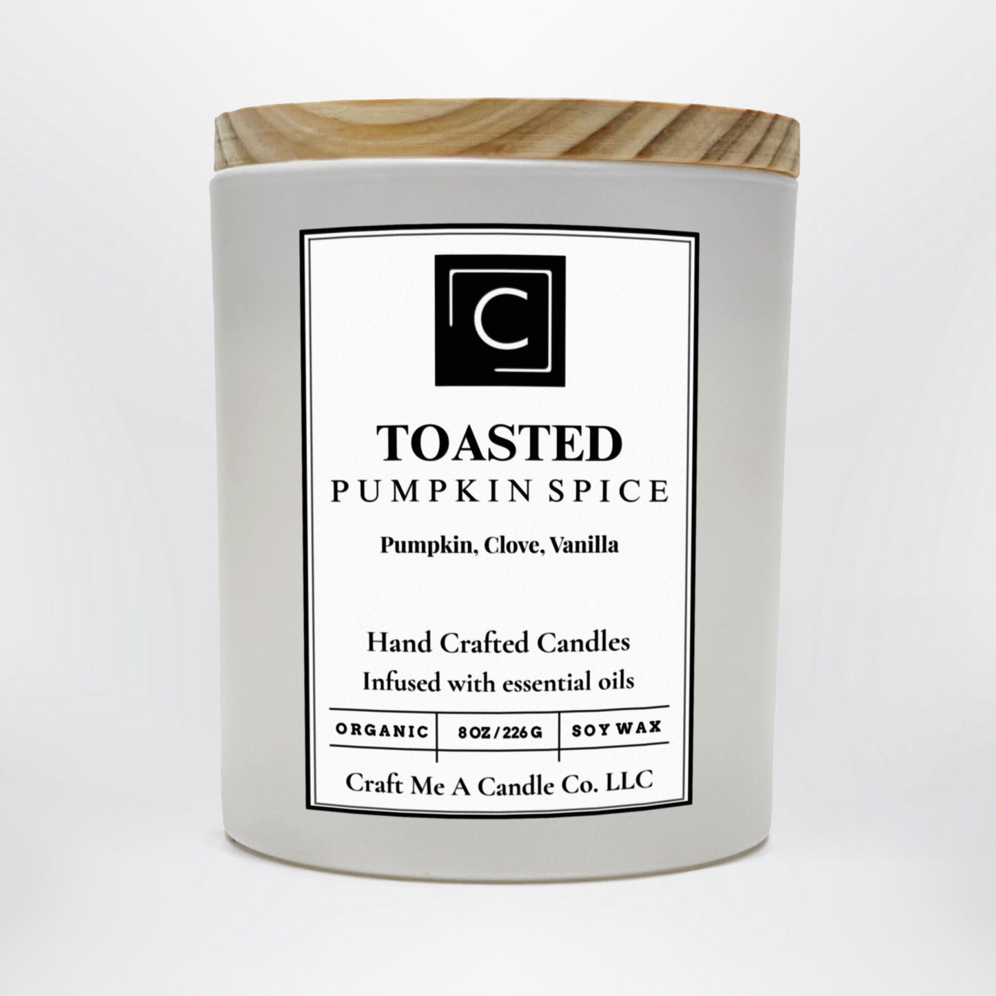 Toasted Pumpkin Spice Candle | Pumpkin, Clove, Vanilla | Natural Soy Wax Candle | Fall Gift Idea | 8oz Rustic Jar Candle | Relaxing Candle