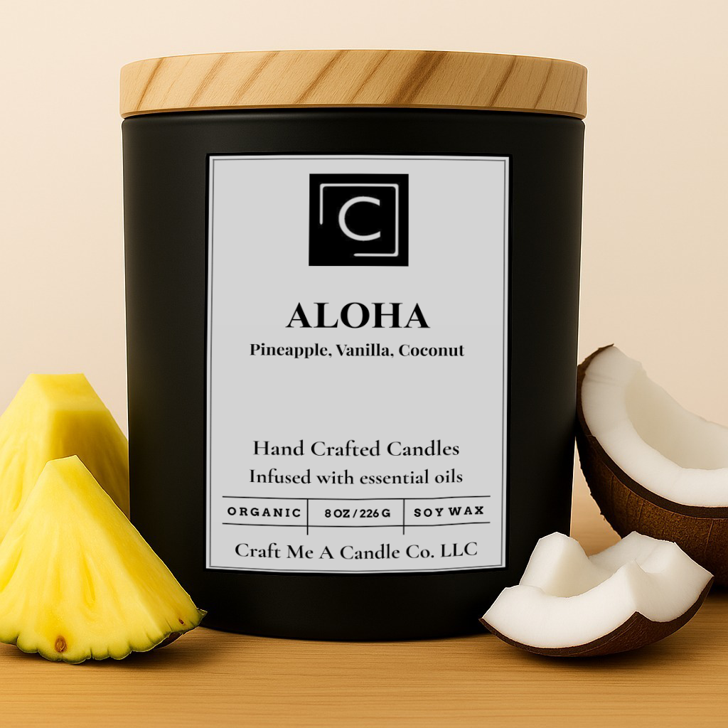 Aloha Scented Candle – Pineapple, Vanilla, Coconut | Natural Soy Wax Candles | Round Jar Candles