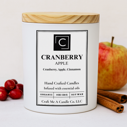 Cranberry Apple Candle – Sweet Tart Cranberry, Crisp Apple & Warm Cinnamon – Hand Poured Soy Coconut Blend – 8oz & 14oz