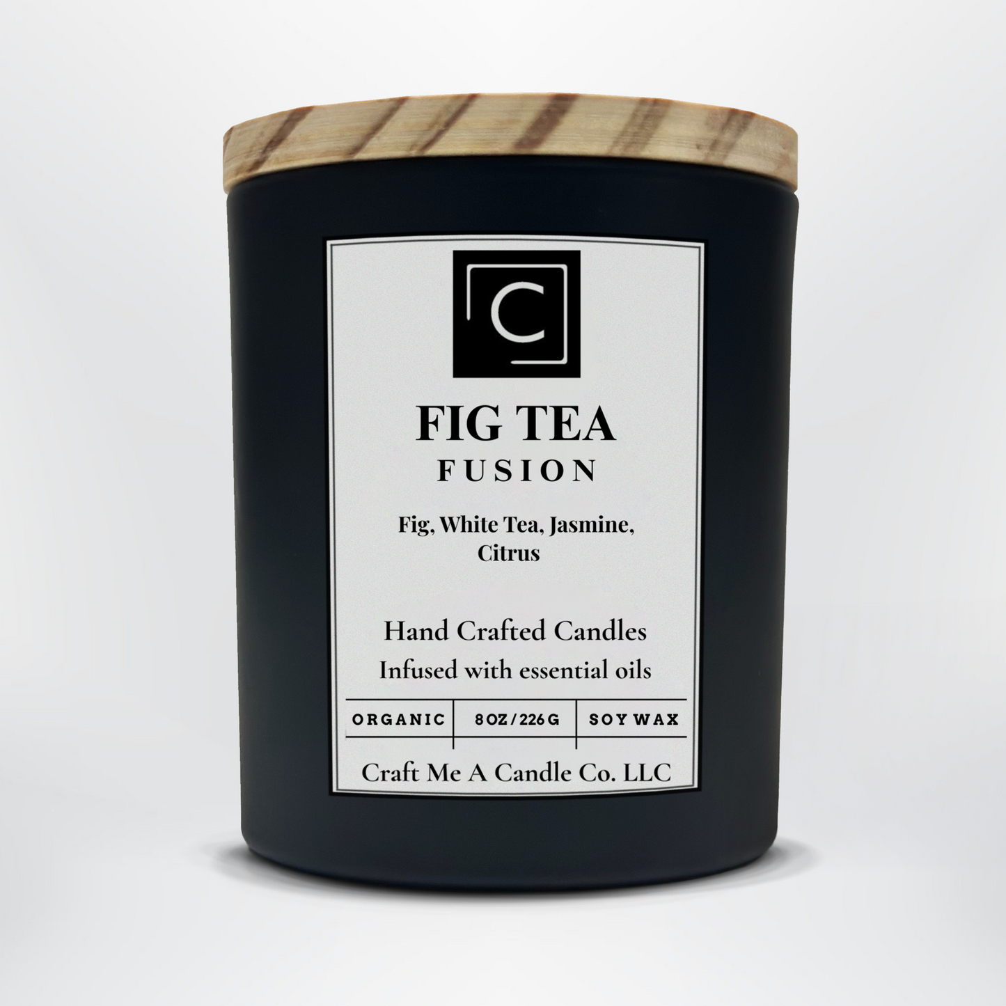 Fig Tea Fusion Scented Candle – Fig, White Tea, Jasmine, Citrus | Natural Soy Wax Candles | Round Jar Candles