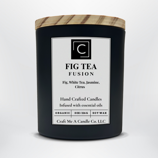 Fig Tea Fusion Scented Candle – Fig, White Tea, Jasmine, Citrus | Natural Soy Wax Candles | Round Jar Candles