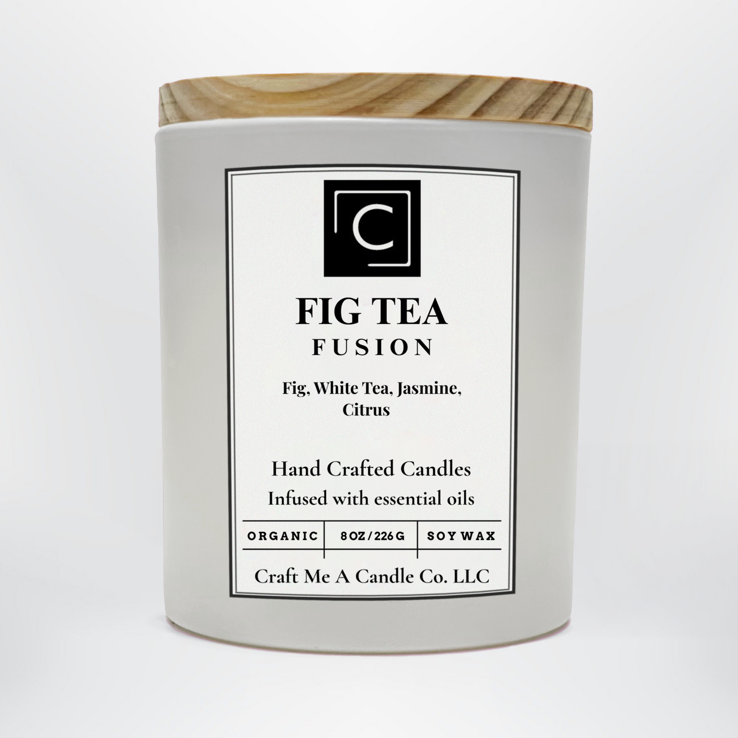 Fig Tea Fusion Scented Candle – Fig, White Tea, Jasmine, Citrus | Natural Soy Wax Candles | Round Jar Candles
