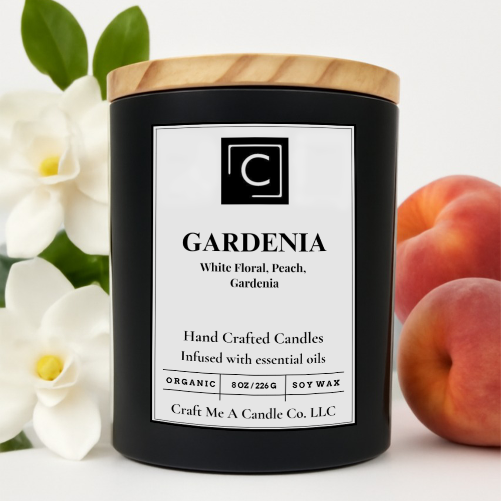 Gardenia Scented Candle – White Floral, Peach, Gardenia | Natural Soy Wax Candles | Round Jar Candles