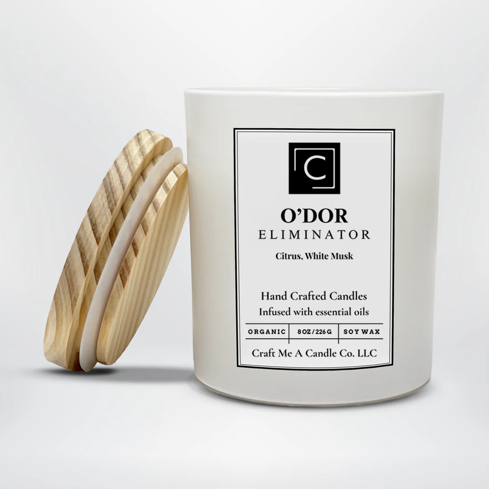 Odor Eliminator Soy Wax Candle 8oz - Citrus, White Musk | Scented Soy Candle