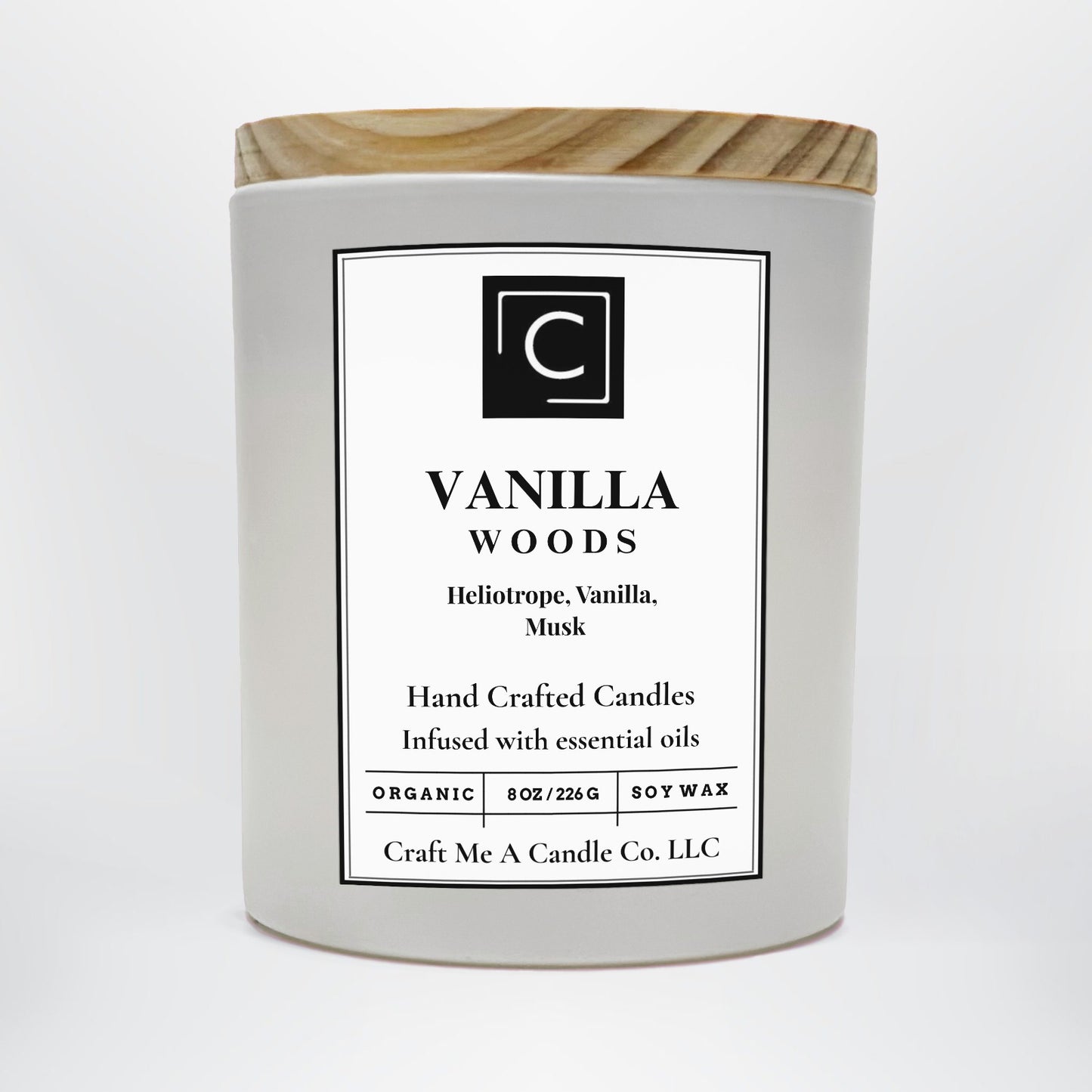 Vanilla Woods Scented Candle – Heliotrope, Vanilla, Musk | Natural Soy Wax Candles | Round Jar Candles