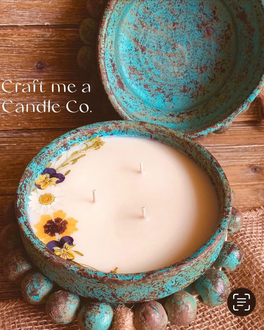 Pottery Clay Bowl Candles- Soy Wax Candles- Handcrafted Candles