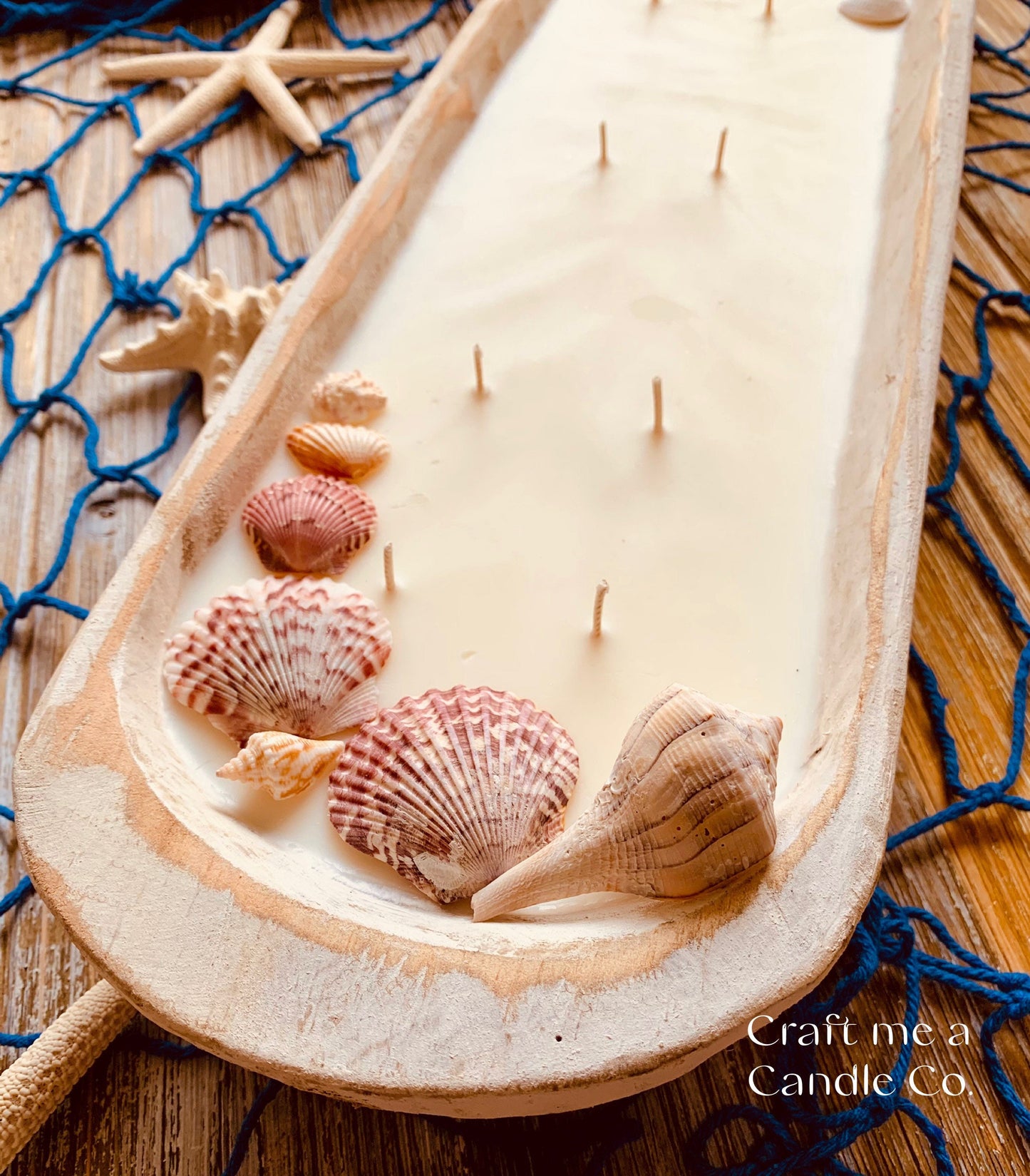 Wood Dough Bowl Candles- Baguette Soy Wax Candle- Beach Theme Candle