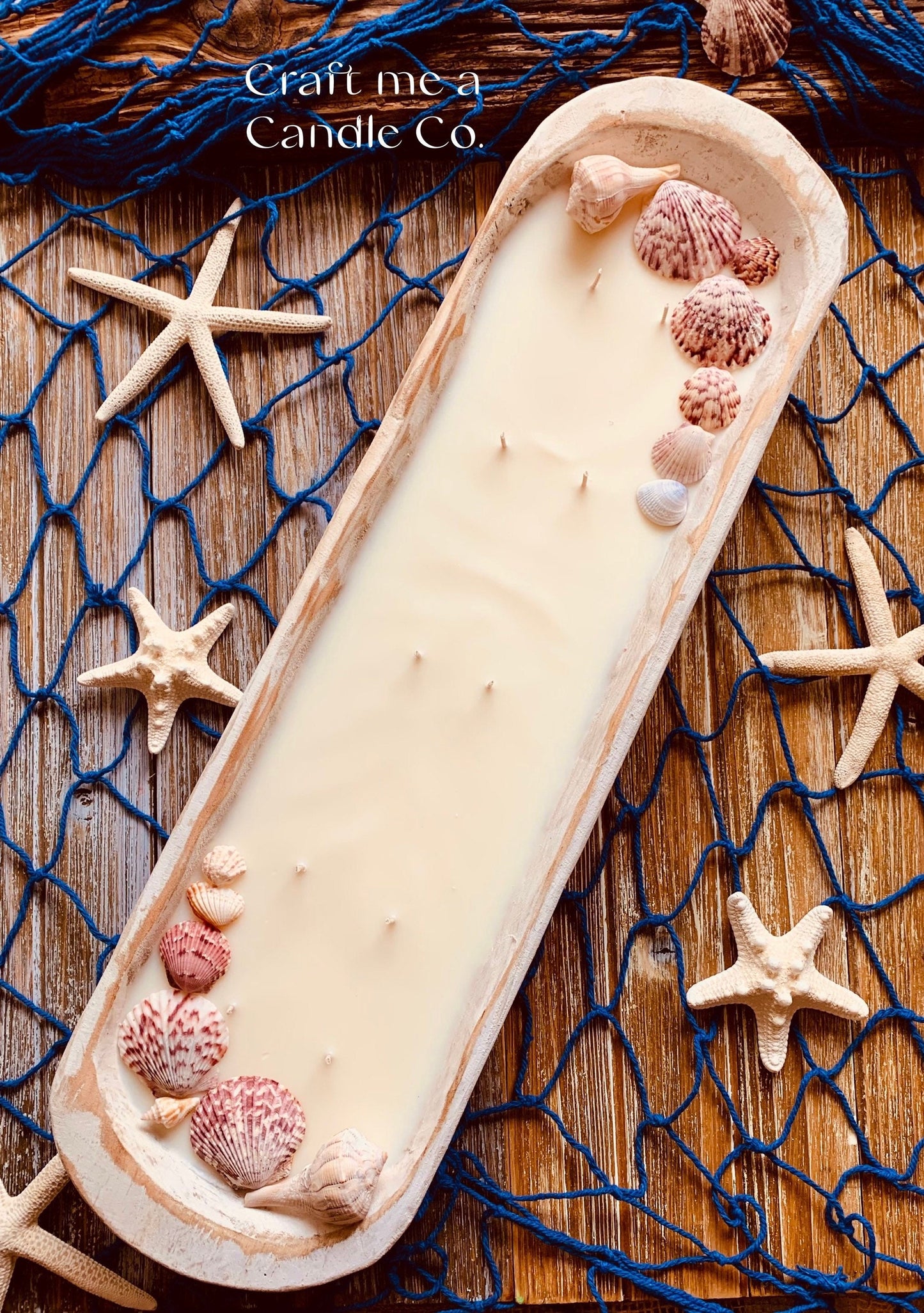 Wood Dough Bowl Candles- Baguette Soy Wax Candle- Beach Theme Candle