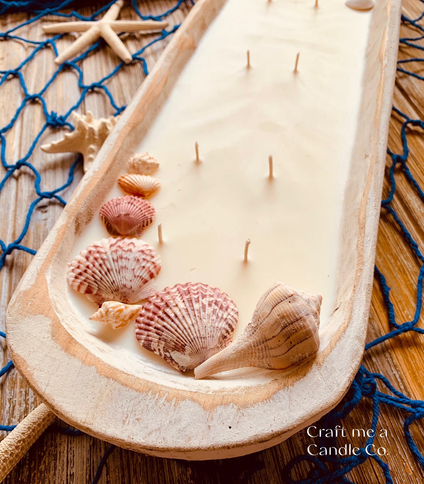 Wood Dough Bowl Candles- Baguette Soy Wax Candle- Beach Theme Candle