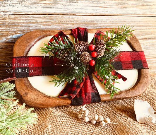 Medium Wood Dough Bowl Candle- Scented Soy Wax Wood Dough Bowl Candle