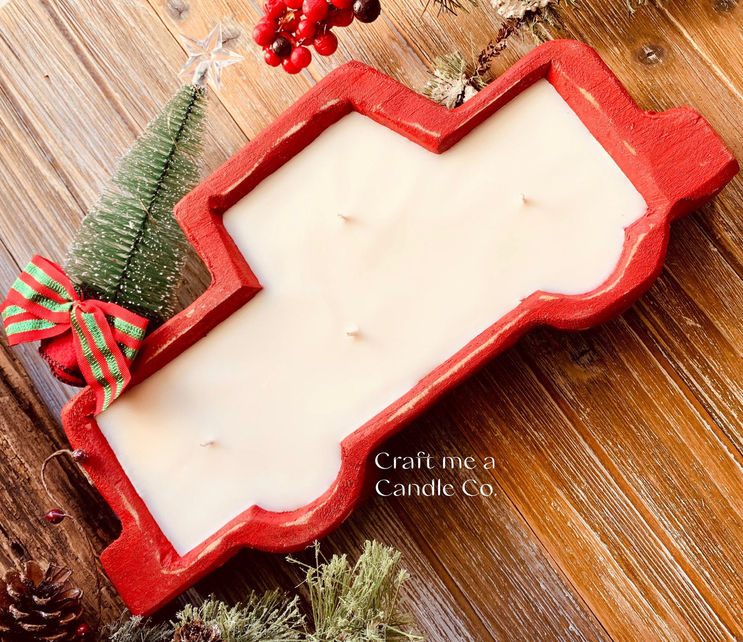 Farmhouse Truck Dough Bowl Candles - Christmas Wood Dough Bowl Candles