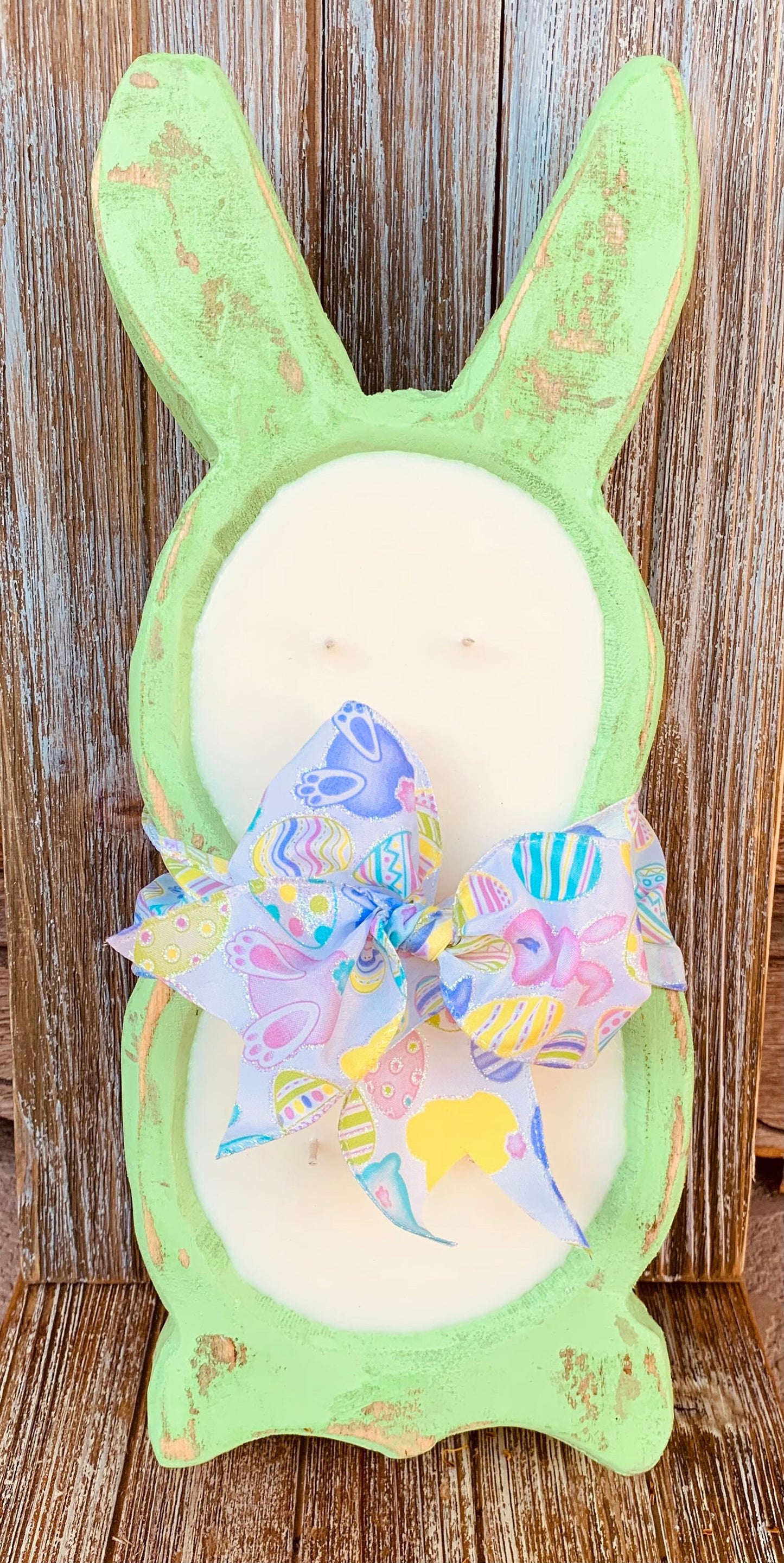 Easter Bunny Wood Dough Bowl Candles- Easter Wood Dough Bowl Candles
