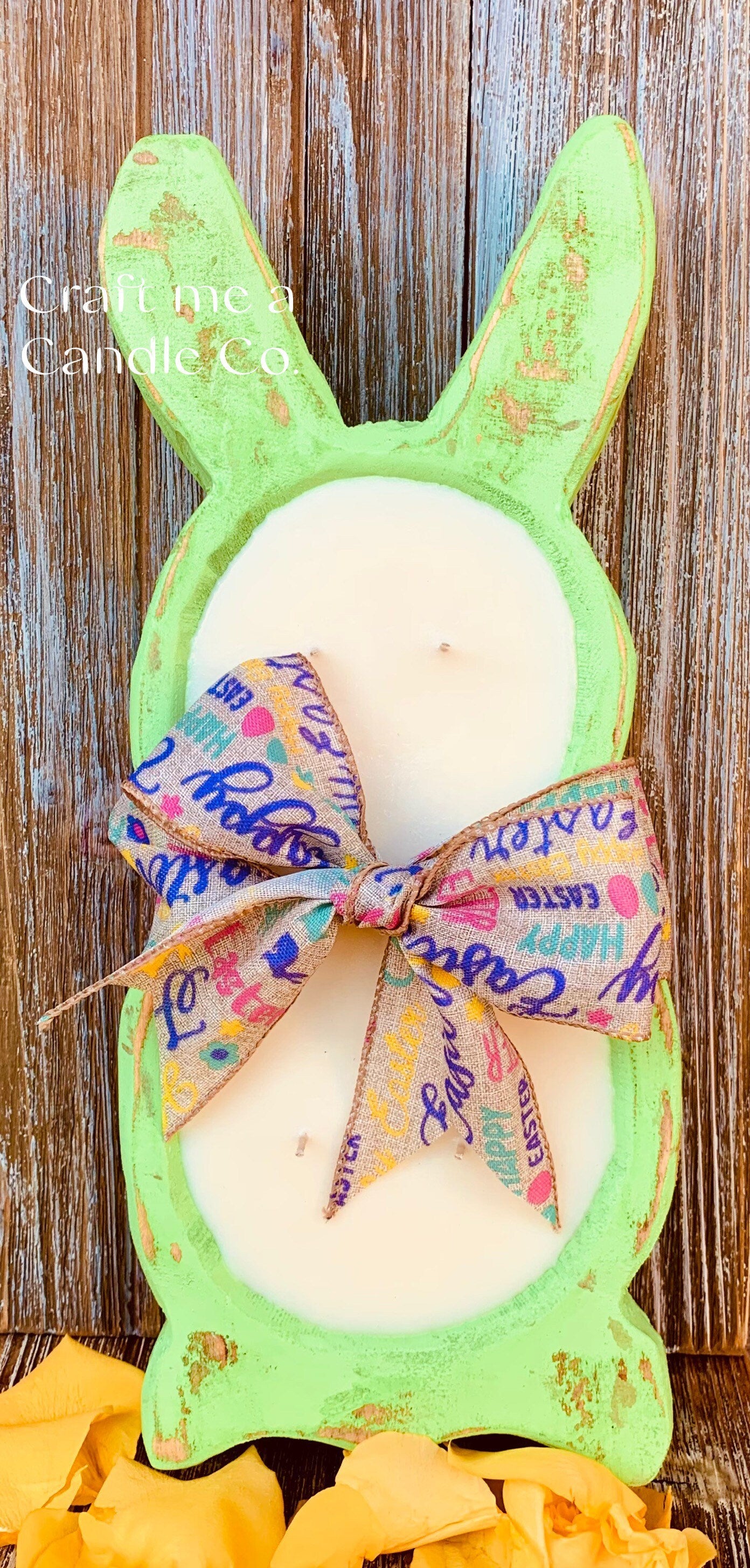 Easter Bunny Wood Dough Bowl Candles- Easter Wood Dough Bowl Candles