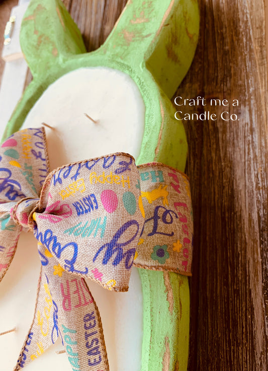 Easter Bunny Wood Dough Bowl Candles- Easter Wood Dough Bowl Candles
