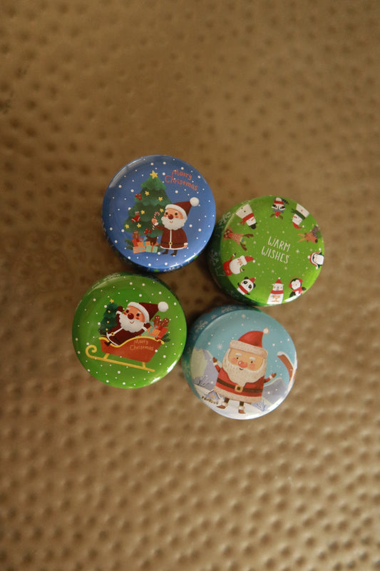 Christmas Mini Candle Tin 6oz, Holiday Scented Gift Candle, Santa & Christmas Tree Tin Candle, Stocking Stuffer Candle