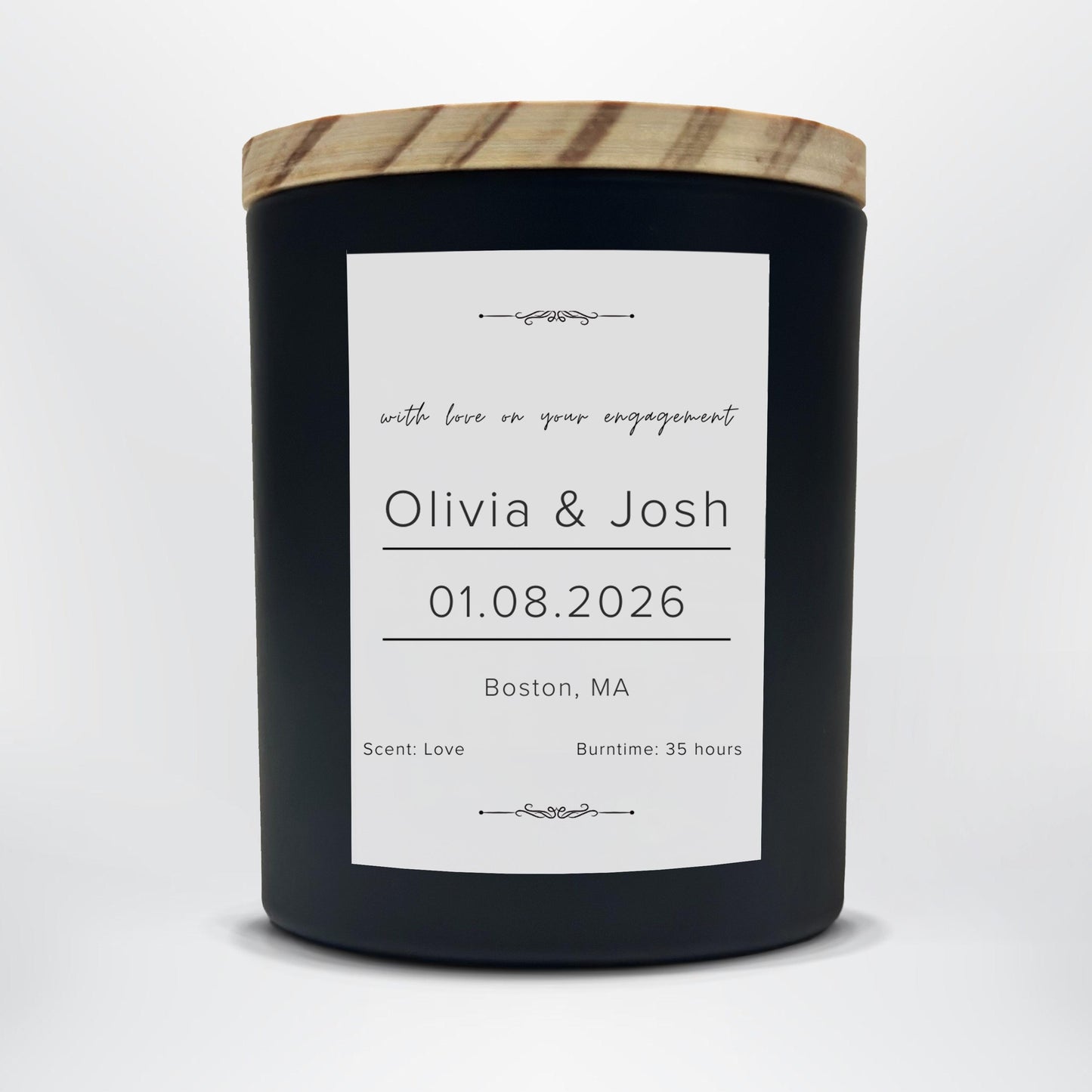 Engagement Candle Gift | Personalized Couple Candle | Olivia & Josh Candle