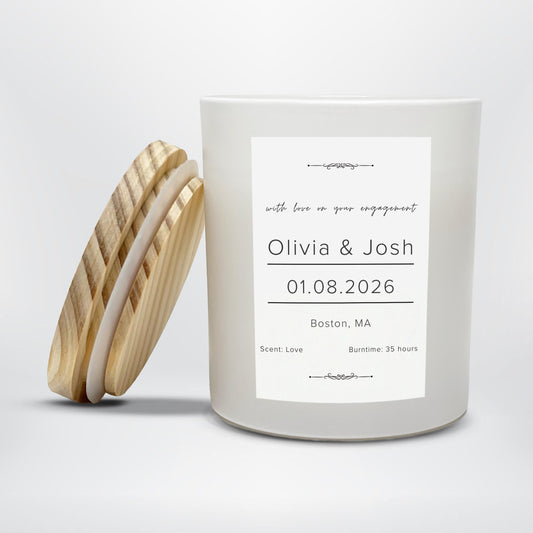 Engagement Candle Gift | Personalized Couple Candle | Olivia & Josh Candle
