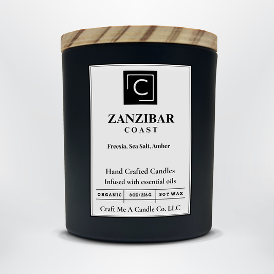 Zanzibar Coast Scented Candle – Freesia, Sea Salt, Amber | Natural Soy Wax Candles | Round Jar Candles