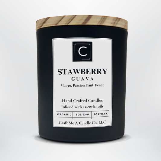 Strawberry Guava Scented Candle – Mango, Passion Fruit, Peach | Natural Soy Wax Candles | Round Jar Candles