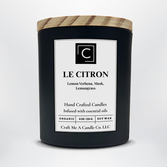 Le Citron Scented Candle – Lemon Verbena, Musk, Lemongrass | Natural Soy Wax Candles | Round Jar Candles
