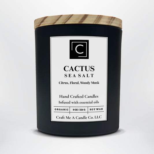 Cactus Sea Salt Scented Candle – Citrus, Floral, Woody Musk | Natural Soy Wax Candles | Round Jar Candles
