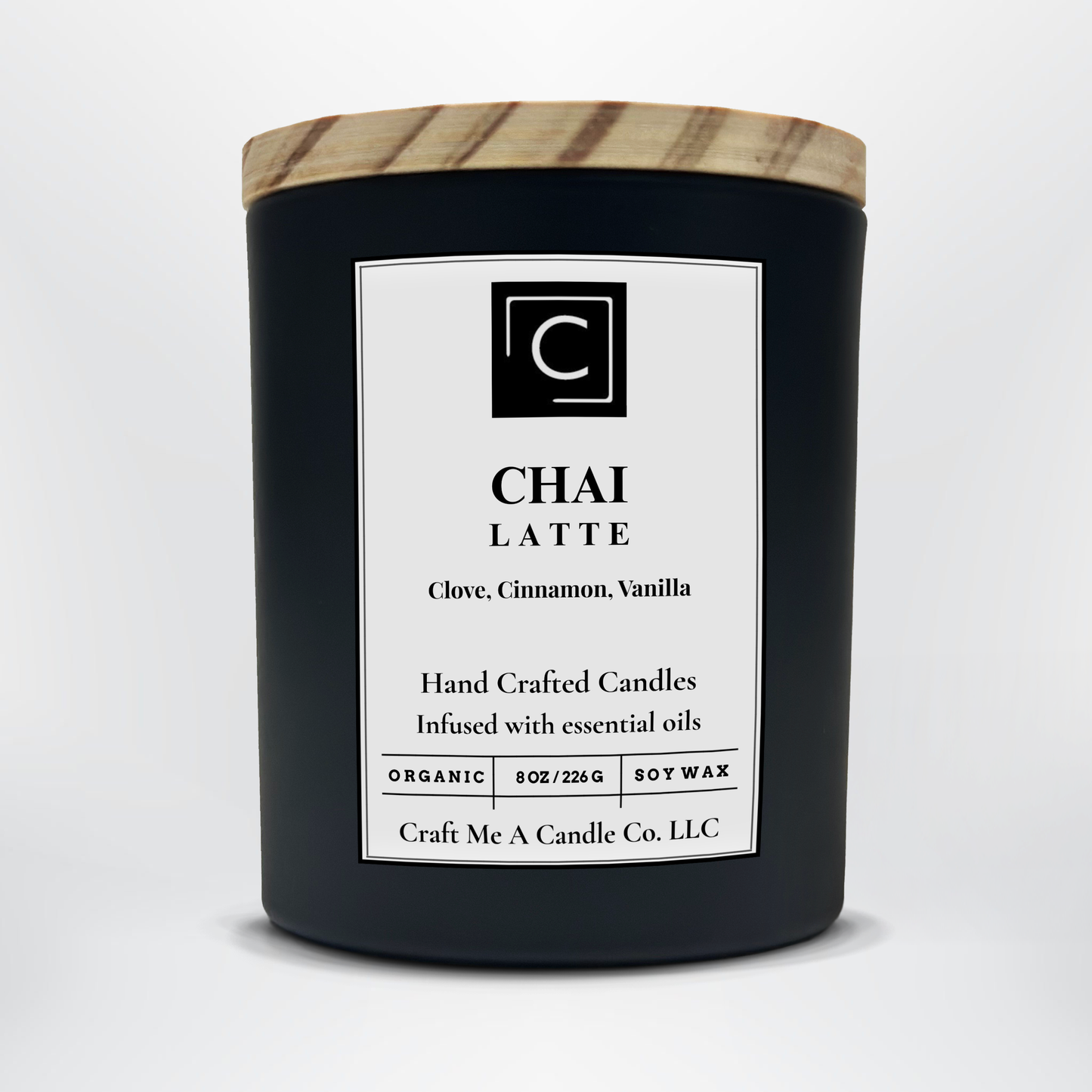 Chai Latte Scented Candle – Clove, Cinnamon, Vanilla | Natural Soy Wax Candles | Round Jar Candles