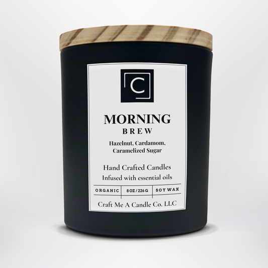 Morning Brew Scented Candle – Hazelnut, Cardamom, Caramelized Sugar | Natural Soy Wax Candles | Round Jar Candles